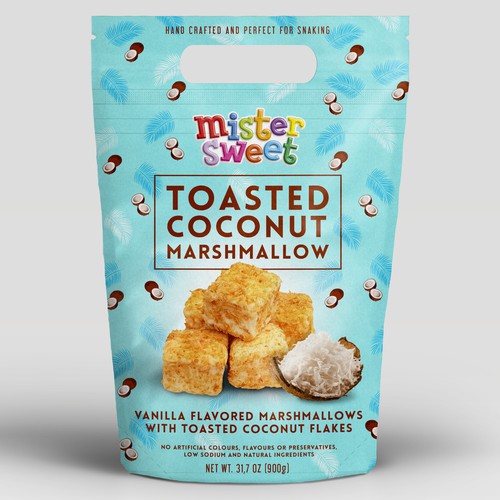 Create a delicious premium toasted coconut marshmallow packaging