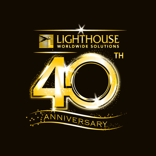 Gold Logo Design 40th year Tech Company. Design by Night Hawk