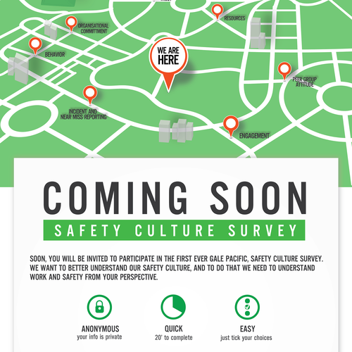 Creating a poster announcing that a Safety Culture Survey is Coming