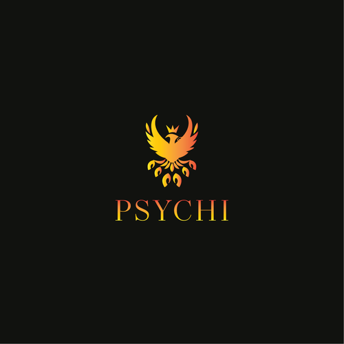 Psychi - a golden Phoenix and wild psilocybin mushrooms Design by red lapis