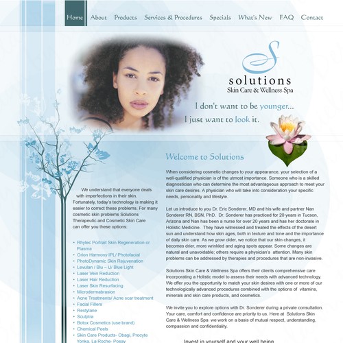 Website for Skin Care Company $225 デザイン by sophielawr