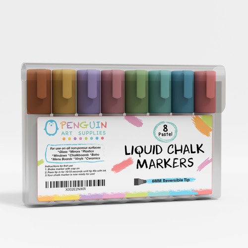 Pastel liquid chalk markers barrel design, Product packaging contest