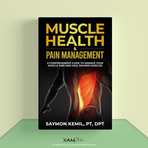 Book cover with a drawing images of the human anatomy combining muscles and bone structure. Design by XAM76