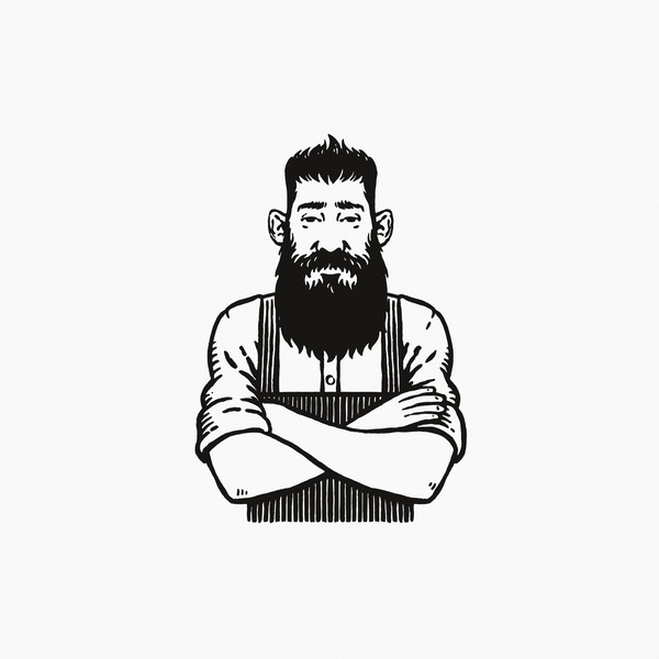 Bearded man in apron logo design