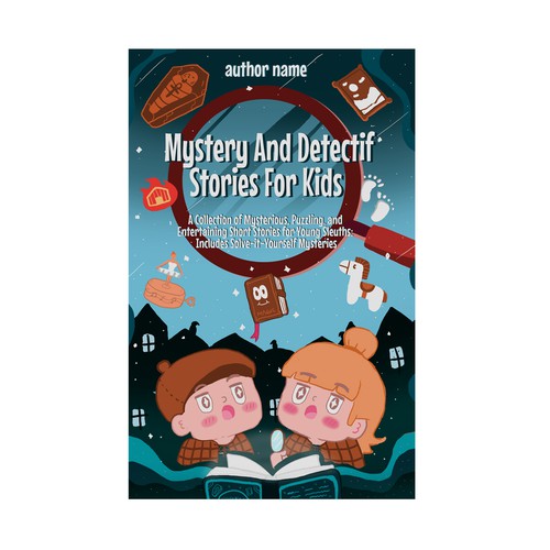 Book cover for "Mystery And Detective Stories For Kids" Design by Ahsannn