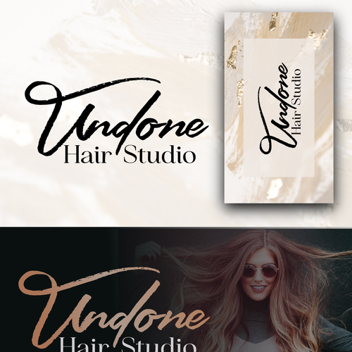 Luxury Hair Salon Logo and business card design Réalisé par Besign studio