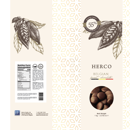 Bag and sticker design for finest Belgian chocolate chips (for baking/snacking) Design by Theresa Karissa