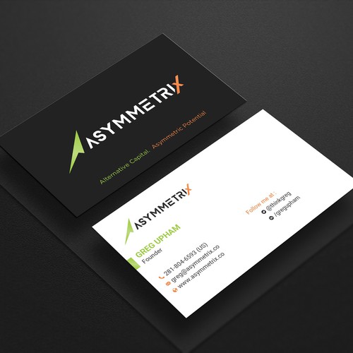 Design a cool, edgey but sophisticated business card for an alternative investment firm. Design von prosenjit_P