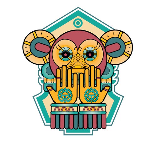 Aztec Speak no Evil Monkey Diseño de trunkandstump