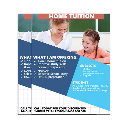 Create a Home Tuition Flyer  Postcard, flyer or print contest