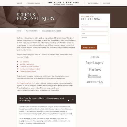 Personal Injury Law Firm - Site Redesign Design by Smashing Boys