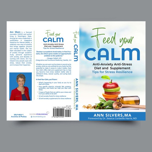 Captivating Yet Calm Book Cover for Stress Relief thru Nutrition Concept Design by Yna