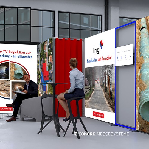 Design for new tradefair booth for a company offering digital services for the construction industry Design by SoftSkills