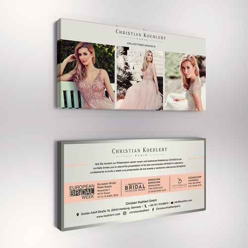 Flyer design for evening dress label needed to invite our customers to Exhibitions Design by Luigi Mazz