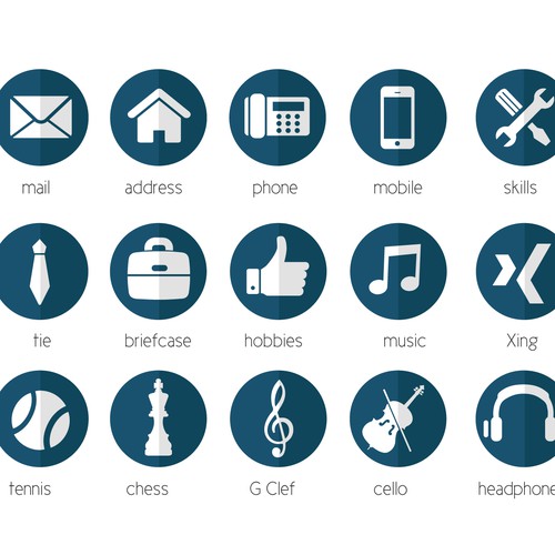 20 modern Icons for personal CV / Resume | Icon or button contest