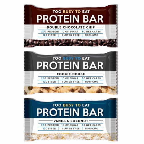 Design a unique protein bar wrapper for Too Busy To Eat Design von bow wow wow