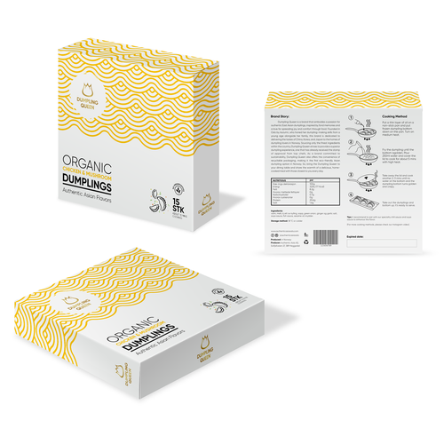 Design a premium and morden packaging for a healthy organic dumpling box Design by Leila Amorim