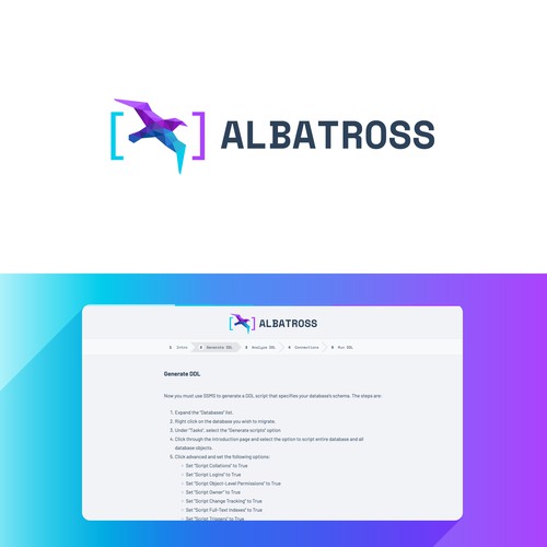 Create a logo for Albatross, a database migration tool. Diseño de eshtiyak™