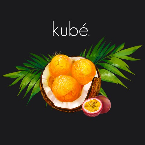 Design a graphic image for the BEST TASTING vegan ice cream manufacturer (kubé) and brand in Oakland Diseño de Margarita_K