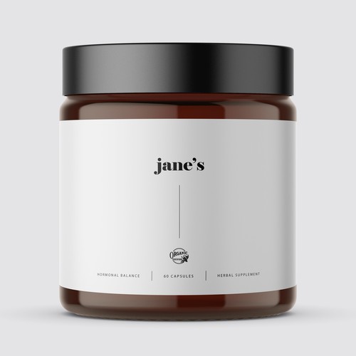 Minimal supplement label design Design by Lady Goga