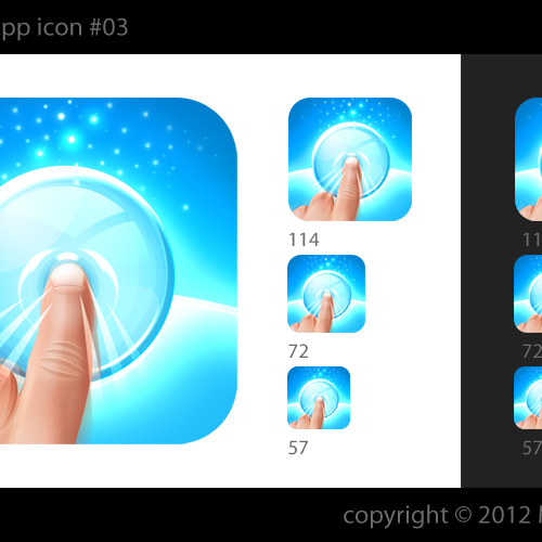 iPhone app icon -- hand reaching to pop bubble Réalisé par MikeKirby