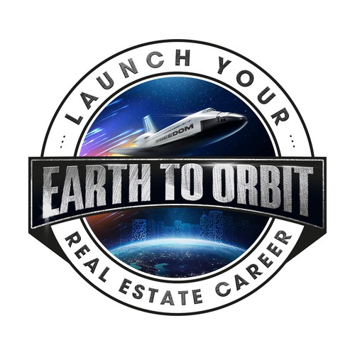 Realistic Logo for "Earth to Orbit" Sales Course. Achieve financial freedom through real estate. Design by GIRA.