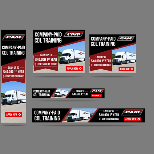 Keep on trucking! Create banner ads for truck driver recruitment. Design by T Creative