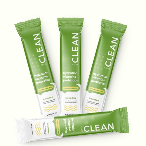 CLEAN Cause Hydration Stick Packets Design by mavenist