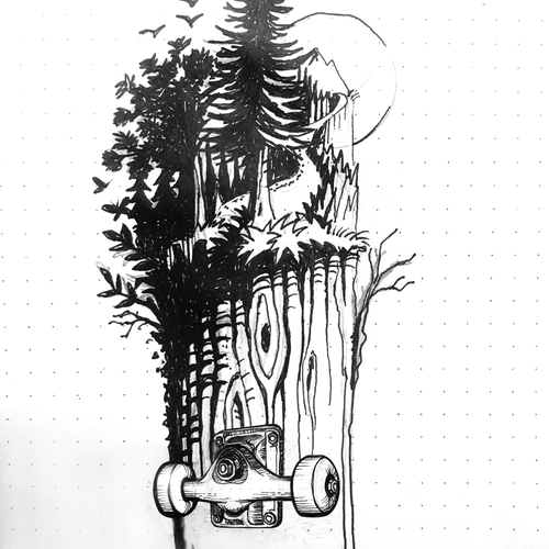 Skateboard Tattoo Design by Armand Par