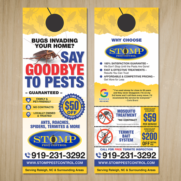 Door Hanger for Stomp Pest Control