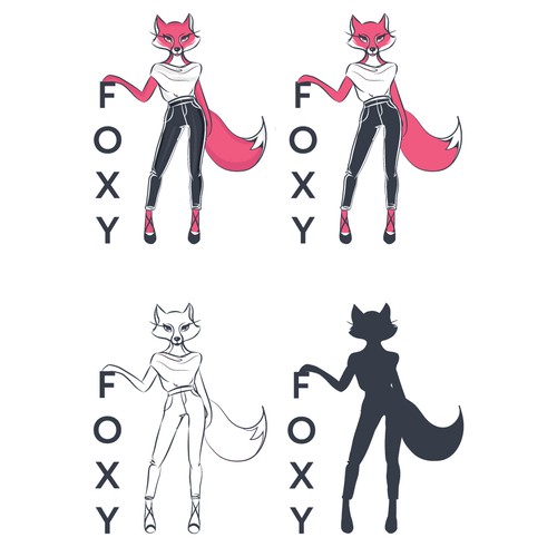 Create a fun, sexy, female, humanoid-fox character/icon for Foxy Design by aSveta