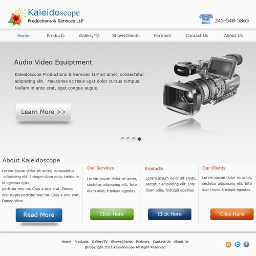 website design for Kaleidoscope Productions & Services LLP Ontwerp door Cre@tive Mind