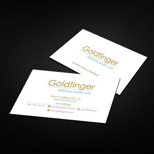 Goldfinger Personal Injury Law needs your help designing our business cards! Design by AkGraphicsSolutions