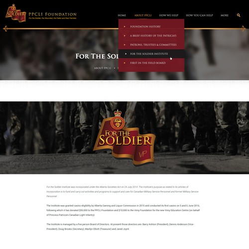 Design PPCLI Foundation website di Infinityデザイナー