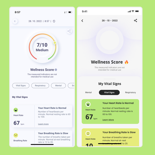 Wellness "vital signs" app - redesign Design by Ali_Hassan11