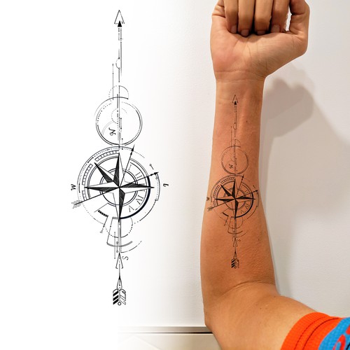 Design geometric arrow compass Tattoo Design by Odius