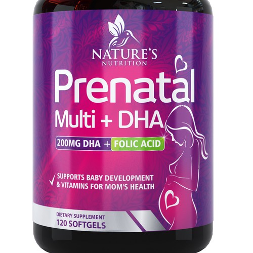 Prenatal Vitamins Label Design needed for Nature's Nutrition Réalisé par DagDigi