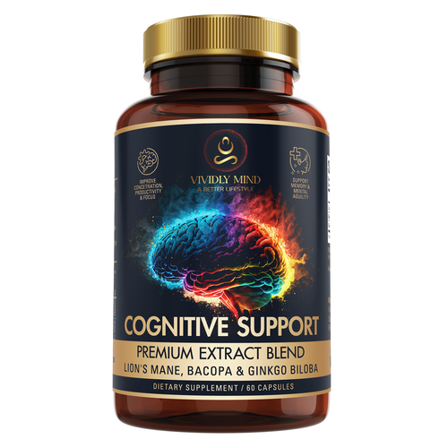 "Vivid Label Design for New Cognitive Support Capsules" Design by Kopach