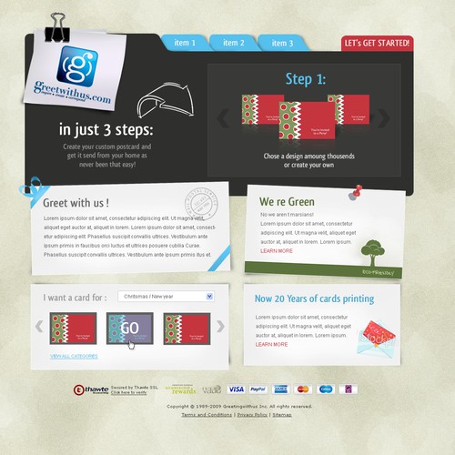 Website Design For An Online Greeting Card Company Web Page