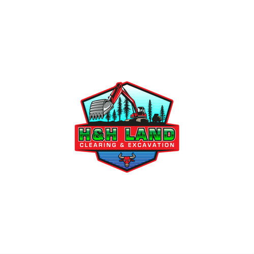 LOGO AND LETTER HEAD FOR H&H LAND CLEARING AND EXEXCAVATION Design by cloudesign.id