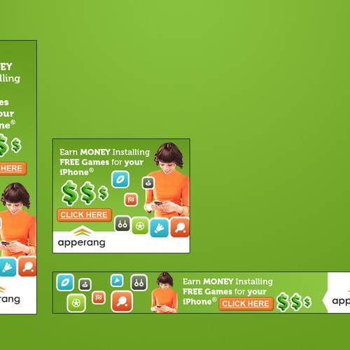 Banner Ads For A New Service That Pays Users To Install Apps デザイン by mCreative