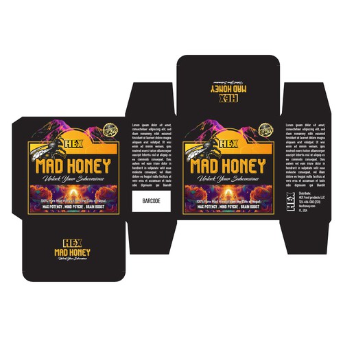 Packaging box design for psychedelic honey (nootropic) cbd Packaging box design for psychedelic honey (nootropic) cbd