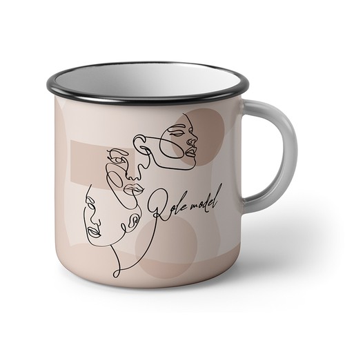 Quirky enamel mug illustration for concept stores - female empowerment Design by Beellustration