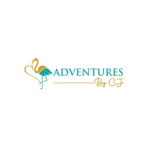 travel agency logo: high end clients & families, Logo colors: teal, pink & gold, logo wants: heart & flamingo Design by dianagargarita