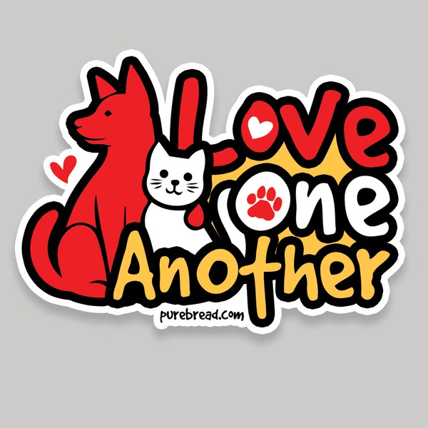 Design realizzato da firmanovoselic intitolato "LOVE ONE ANOTHER sticker - dog and cat"