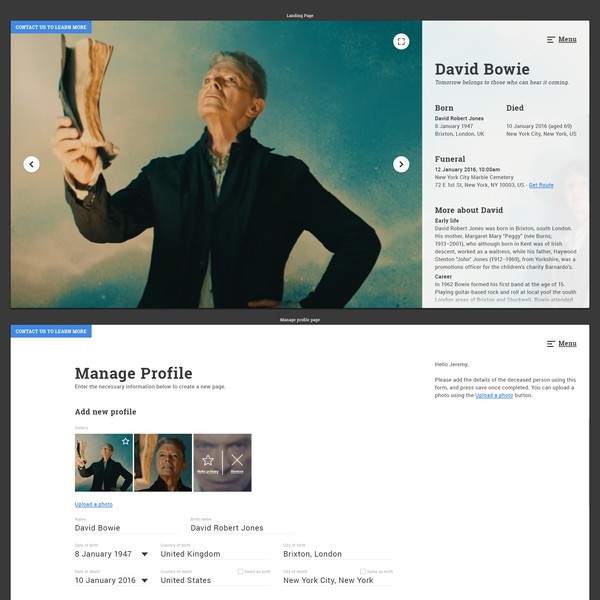 Online Funerals - Memorial website