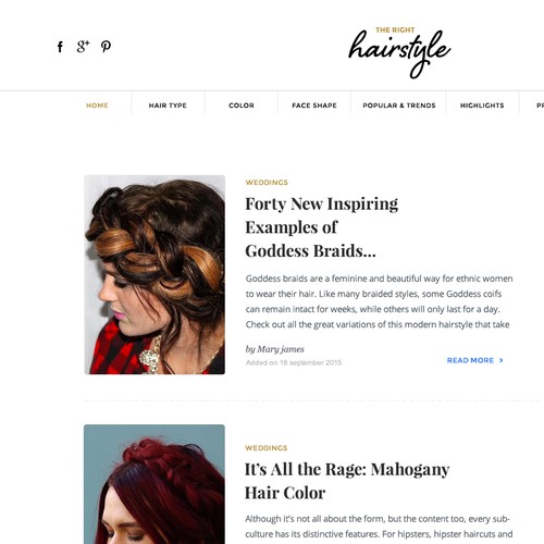 The Right Hairstyles Website Redesign Webdesign Wettbewerb
