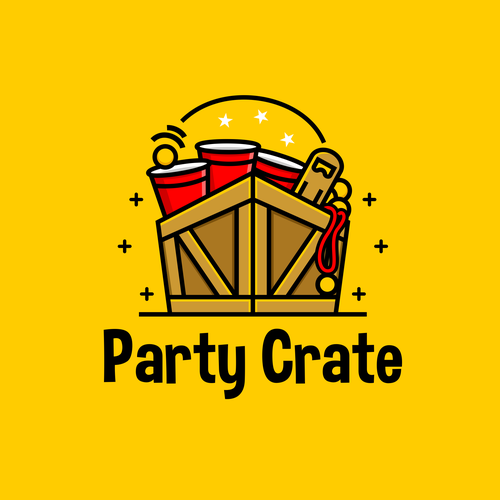Logo for Party Crate, the box with a party inside! Design by bayuRIP