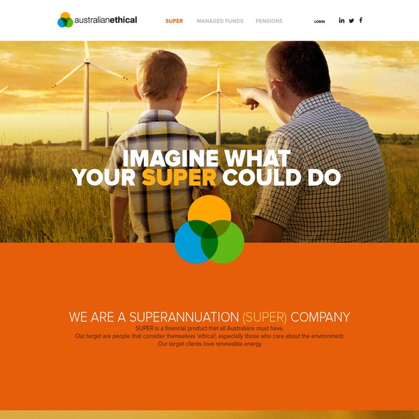 Landing page concept for a financial organization