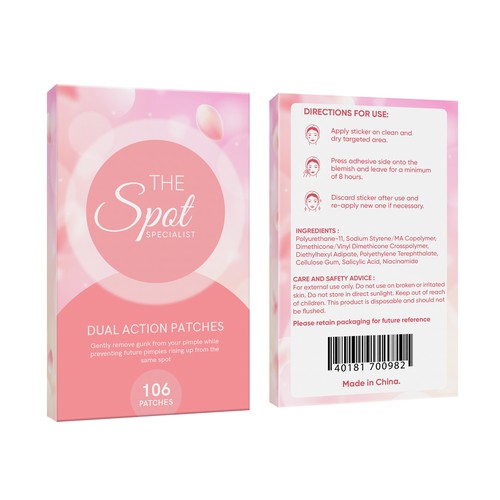Pimple Patch PACKAGING to appeal to FEMALE BEAUTY user Design by Rajith Shantha
